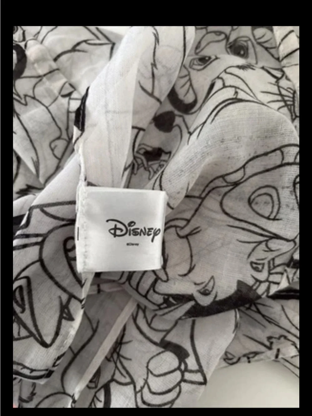 Disney Loungefly Lion King Infinity Scarf Simba Nala Black White Character Print